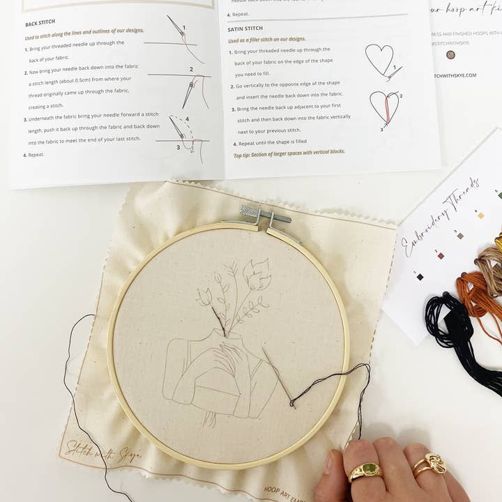 Stitch with Skye – Engroshandel Broderitilbehør – 'blomstre' Feministisk inspireret broderi Kit
