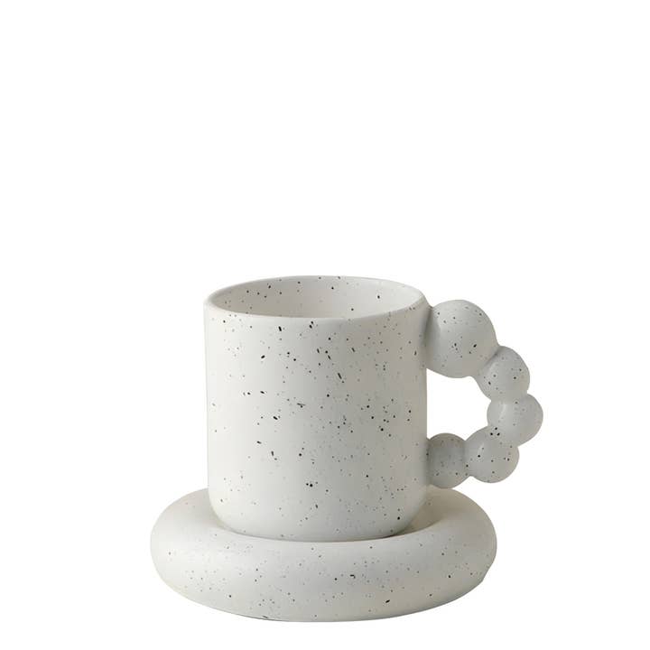 TUTU Home - Tableware & Decor - Wholesale Coffee mug - "Bulle" Ink-Splashed Pearl-Handled Double-Layer Ceramic Mug
