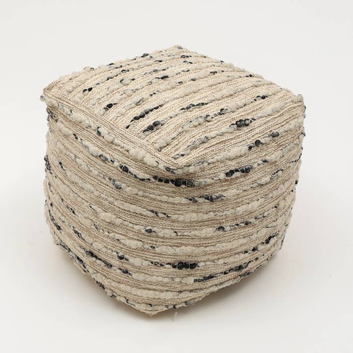 Beige Neutral Retreat Pouf, 18"x18" for wholesale on Faire