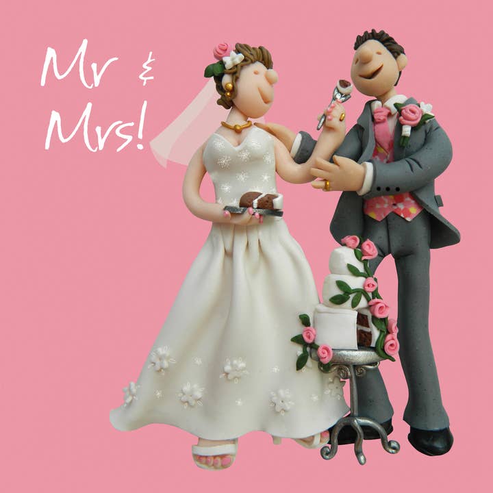 Carte de mariage de M. et Mme pour la vente par Inky Blue Ltd t/a Holy Mackerel