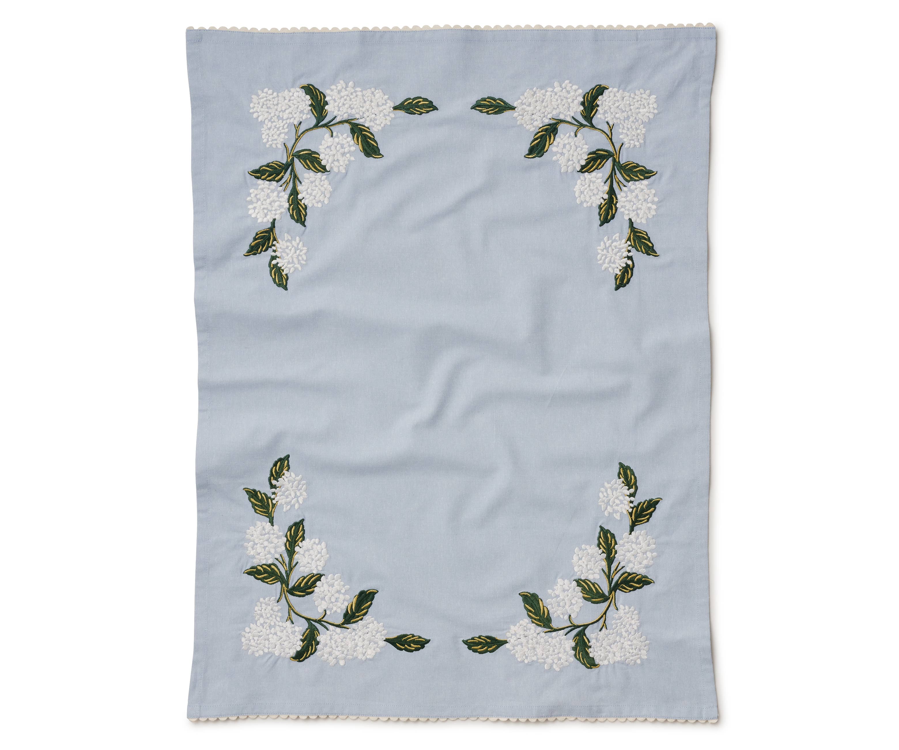 Rifle Paper Co. - Wholesale Tea Towel - Hydrangea Embroidered Tea Towel