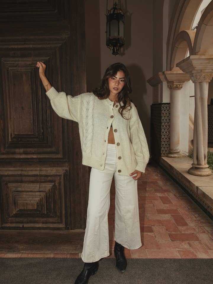 Buttercream Hand Knitted Mohair Cardigan for wholesale by Noa & Rain