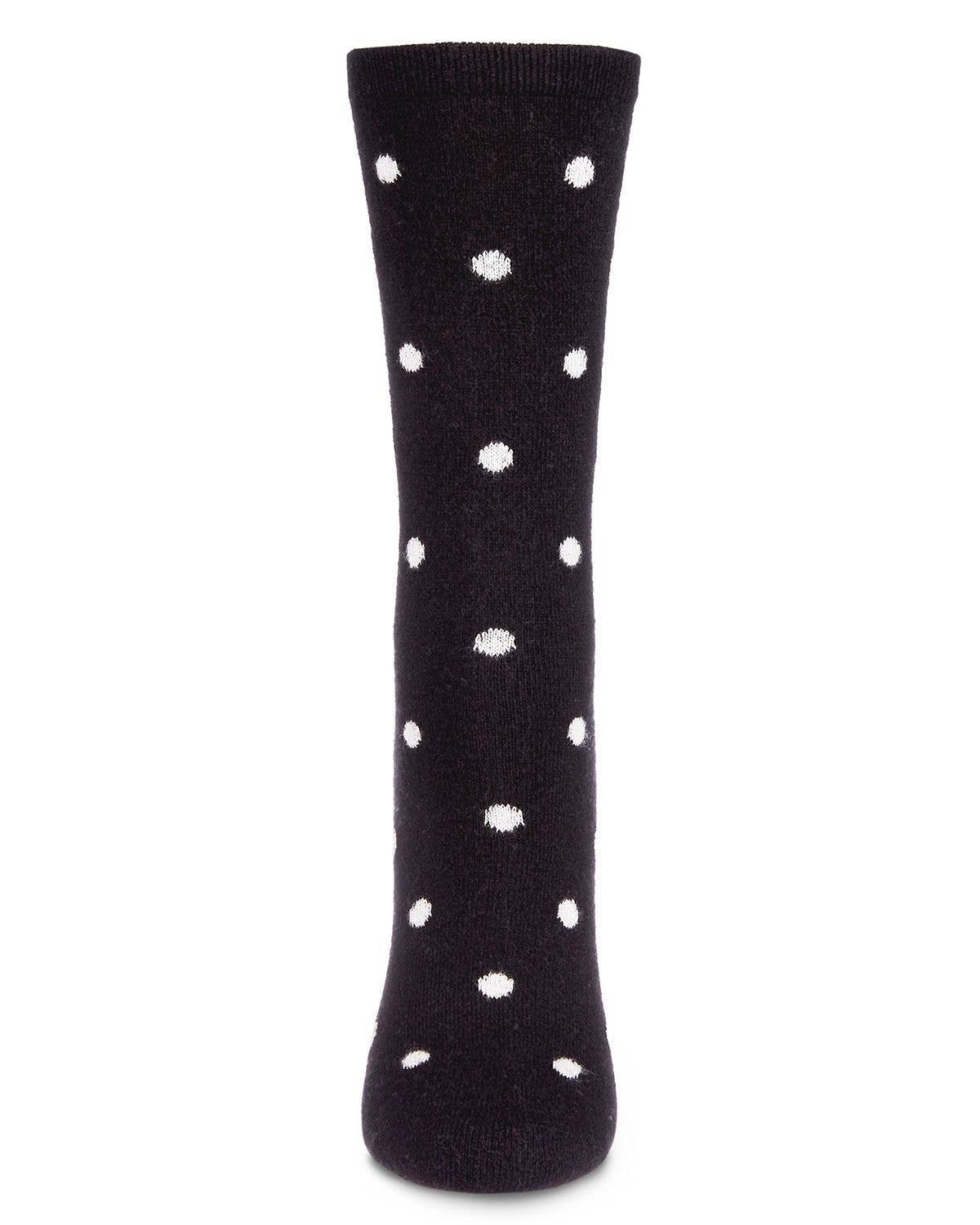 Black MeMoi Womens Polka Dot Cashmere Blend Crew Socks for wholesale on Faire2