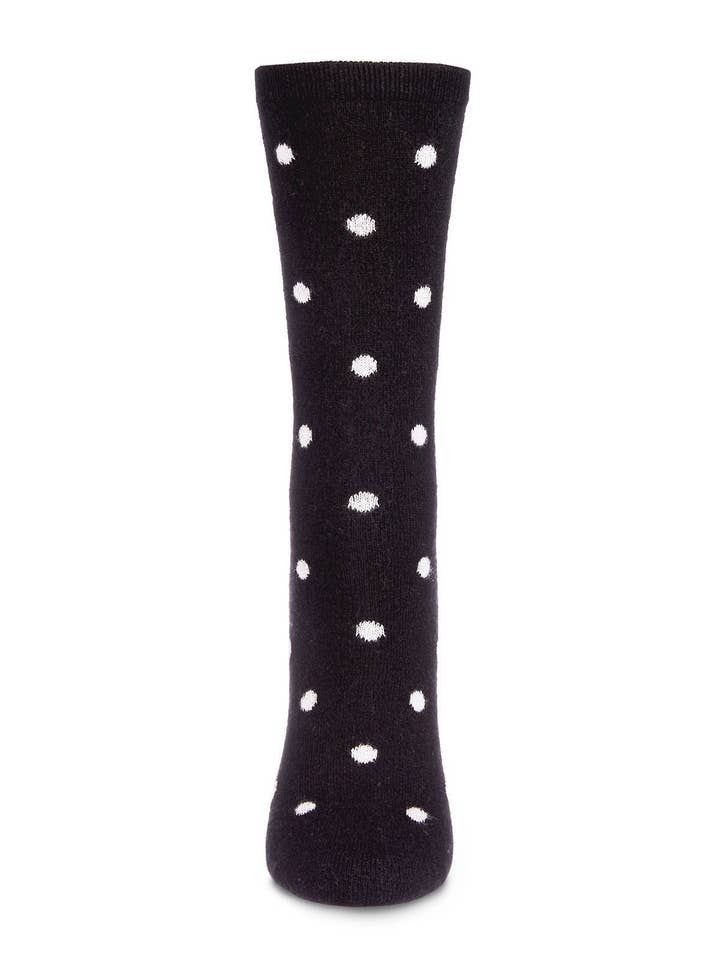 Black MeMoi Womens Polka Dot Cashmere Blend Crew Socks for wholesale on Faire2