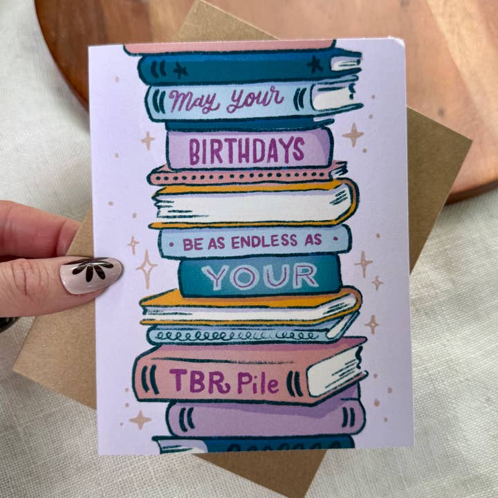 Endless TBR Pile Bookish Birthday Card for wholesale by Big Moods
