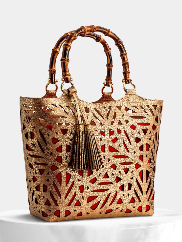 Cork Gold Basket Bambu Handbag for wholesale by StudioCork