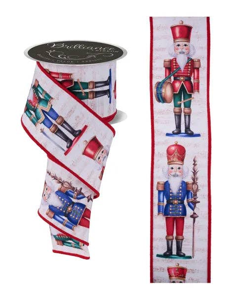 General Wholesale Inc - Wholesale Ribbon - Gift Wrapping - 2.5" x 10yd Nutcracker-Ivory/Emrld/Blue/Red-LS10924N