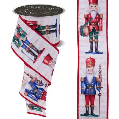 General Wholesale Inc - Wholesale Ribbon - Gift Wrapping - 2.5" x 10yd Nutcracker-Ivory/Emrld/Blue/Red-LS10924N0