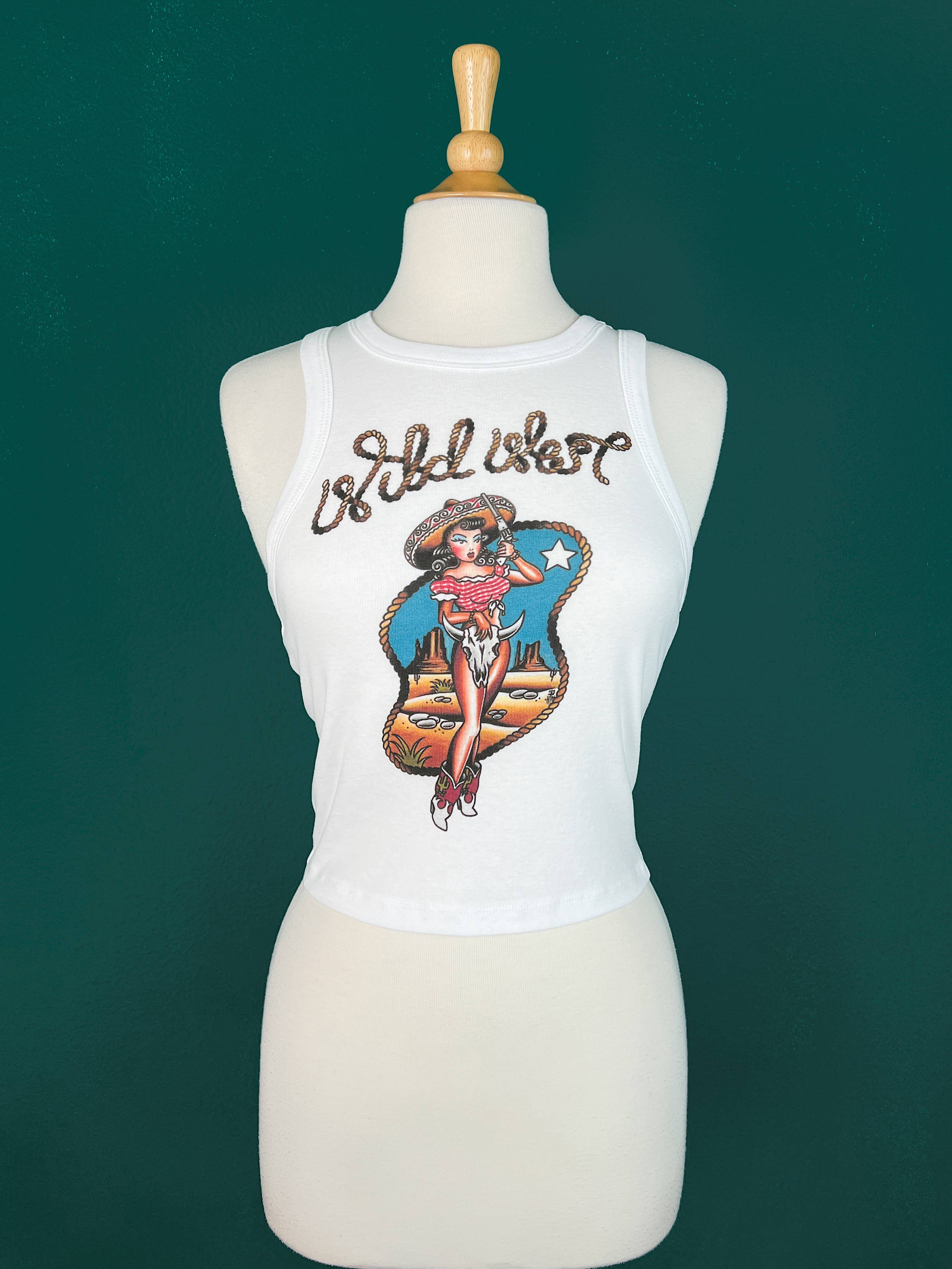 Mischief Made – wholesale Tank top – Women′s – Wild West Rib Racer Tank in White7