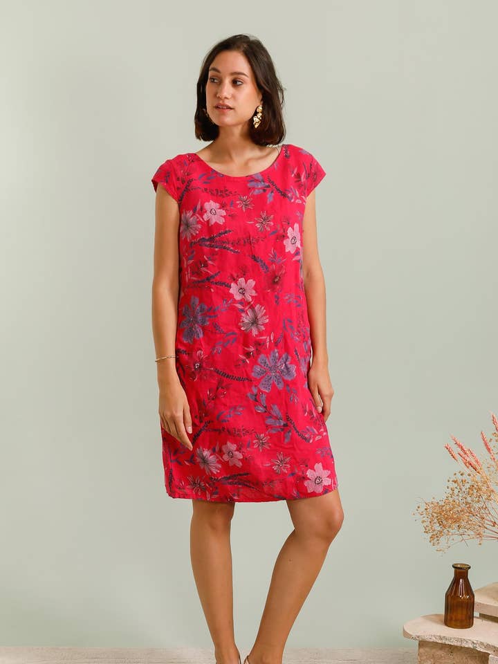 la maison des fibres naturelles - Wholesale Dress - Women's - DRESS 3351 100% linen flower