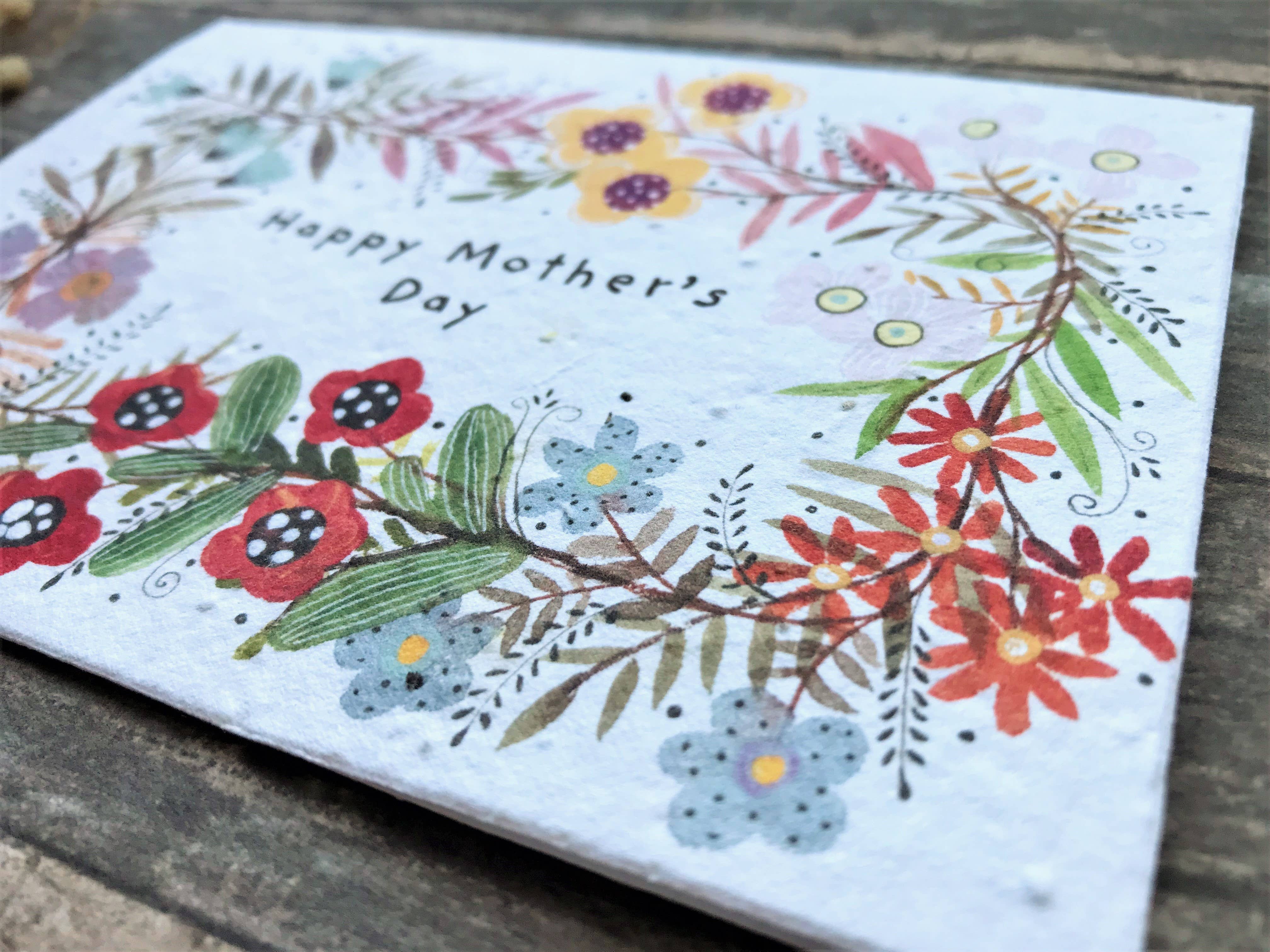 Erika's Whimsical Art – wholesale Mother’s Day card – Plantable Seed Paper Mother's Day Card, Blank Inside5