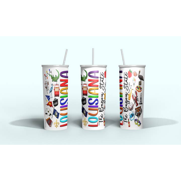 Gobelet mince de 20 onces Louisiana, The Bayou State Souvenir pour la vente par Distinctive Design Wholesale