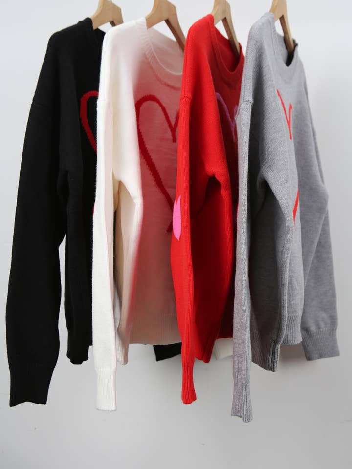 Hope & Sunshine - Wholesale Knit Sweater - Women's - Valentine's Heart Pullover Sweater43