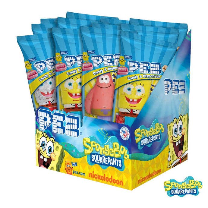 Grandpa Joe's Candy Shop - Wholesale Retailer Display - Food & Drink - SpongeBob Squarepants PEZ Candy, Poly Bag, 12ct Display