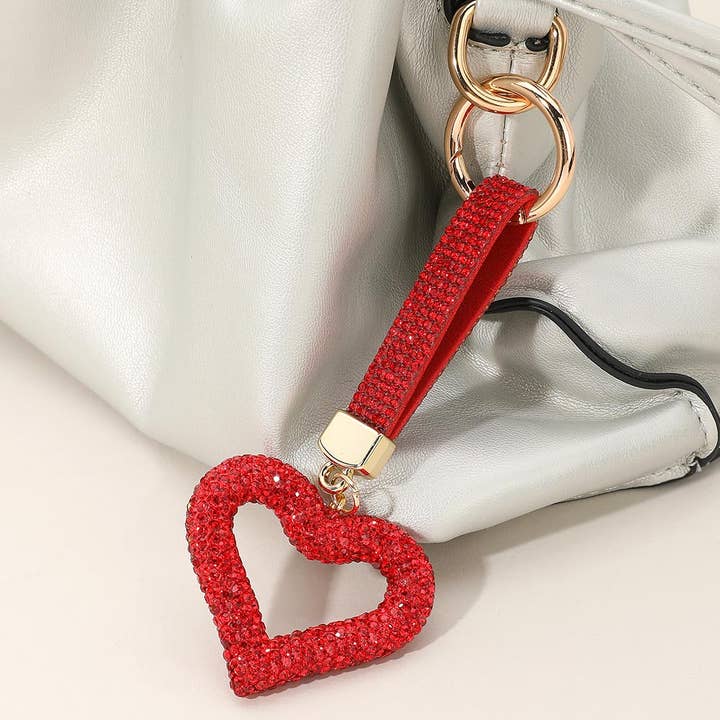 Sensibling Corp. - Wholesale Keychain - Women's - Bling Studded Heart Keychain / Bag Charm4