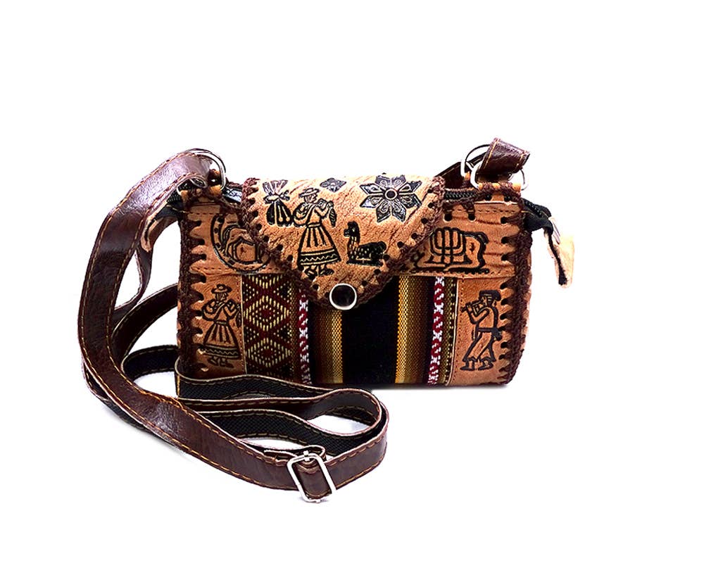 Pichincha - Wholesale Crossbody Bag - Women's - Small Tribal Peruvian Leather Material Crossbody Purse Bag2