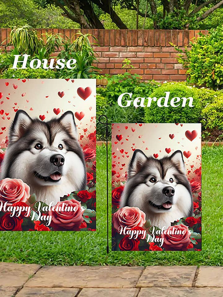 Alaskan Malamute - Valentine House Flag for wholesale by Best of Breed Products