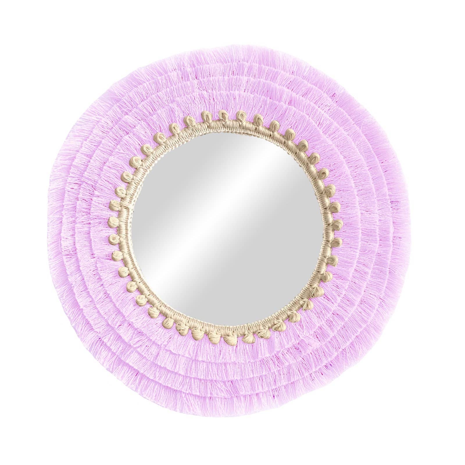 Geometrik Design - Wholesale Wall Stone - Round Wall Mirror With Cotton Fringe Boho Decor7