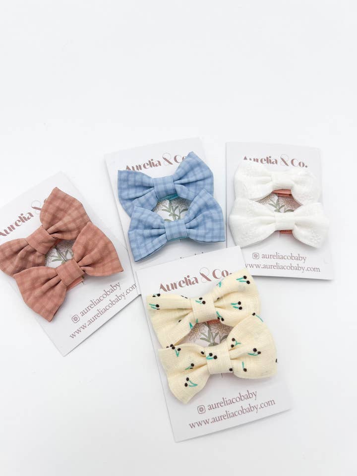 Baby Hair Bows on Lined Alligator Clips 5cm Fabric Bow Clip for wholesale by Aurelia & Co. Baby