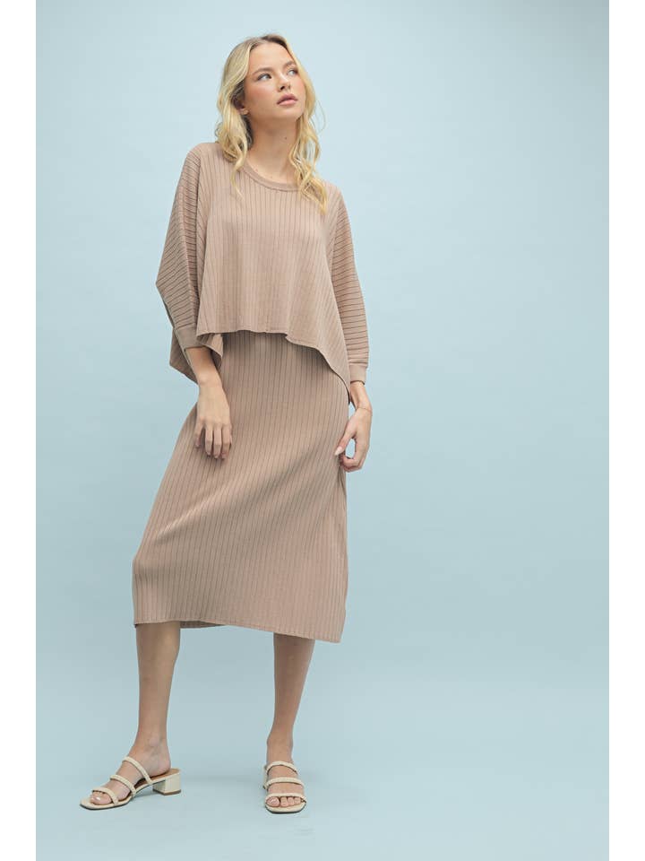 Wishlist Apparel - Wholesale Top & Skirt Set - Women's - RIBBED KNIT TOP AND DRESS SET / WL24-95508