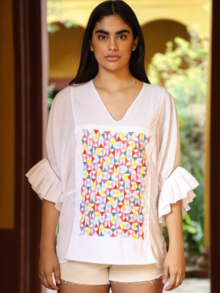 THE BUTTERFLY SUMMER BLOUSE for wholesale by Santa Lupita