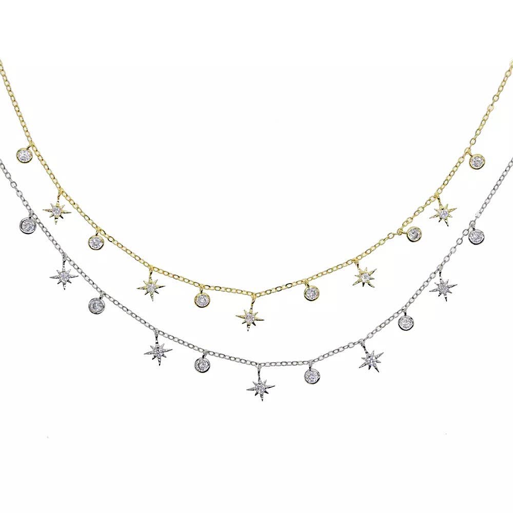 Silver CZ Starburst Choker Necklace for wholesale on Faire1
