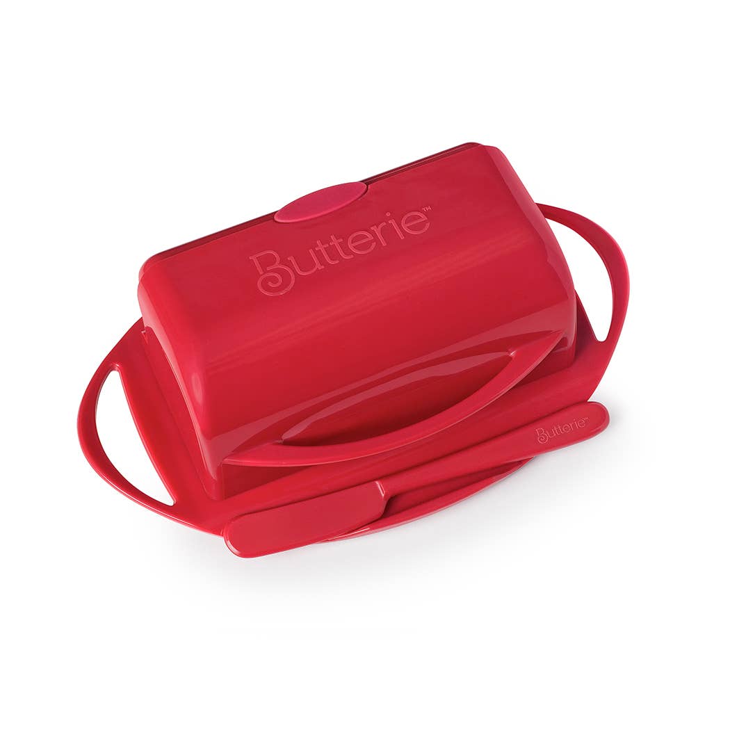 Butterie - Wholesale Butter Dish - Countertop Flip-Top Butter Dish w/ Matching Spreader - Red2