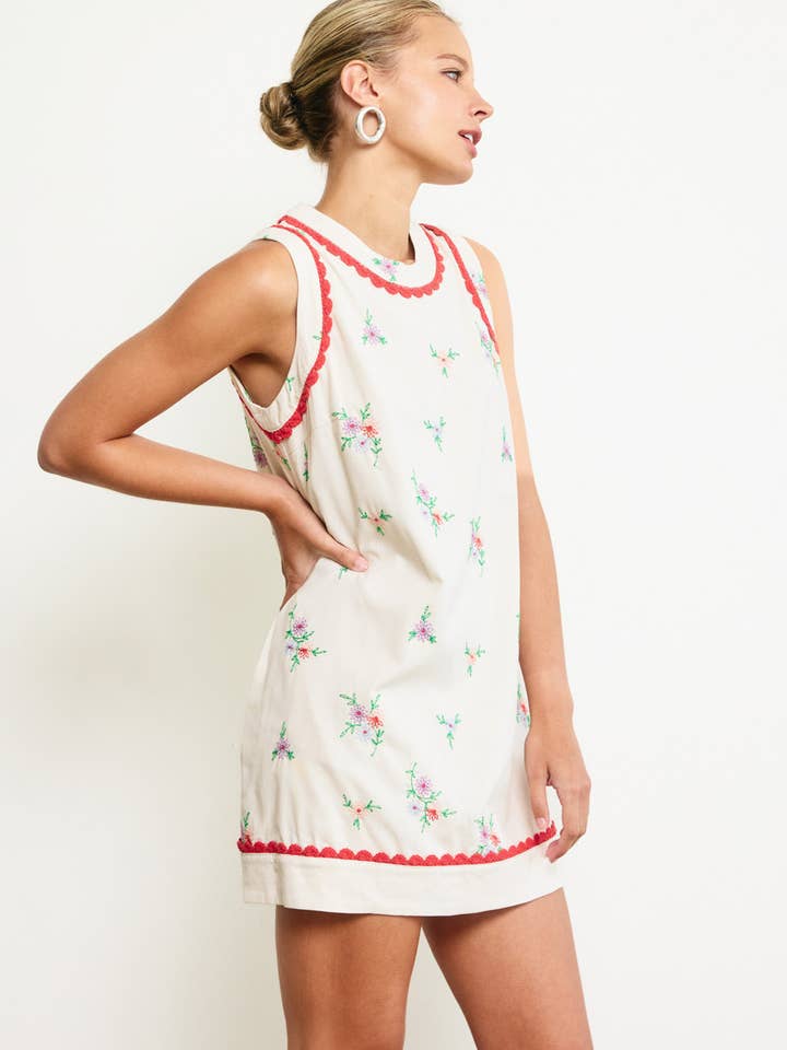 DEEP CREAM Embroidered Shift Dress - RD1186 for wholesale on Faire