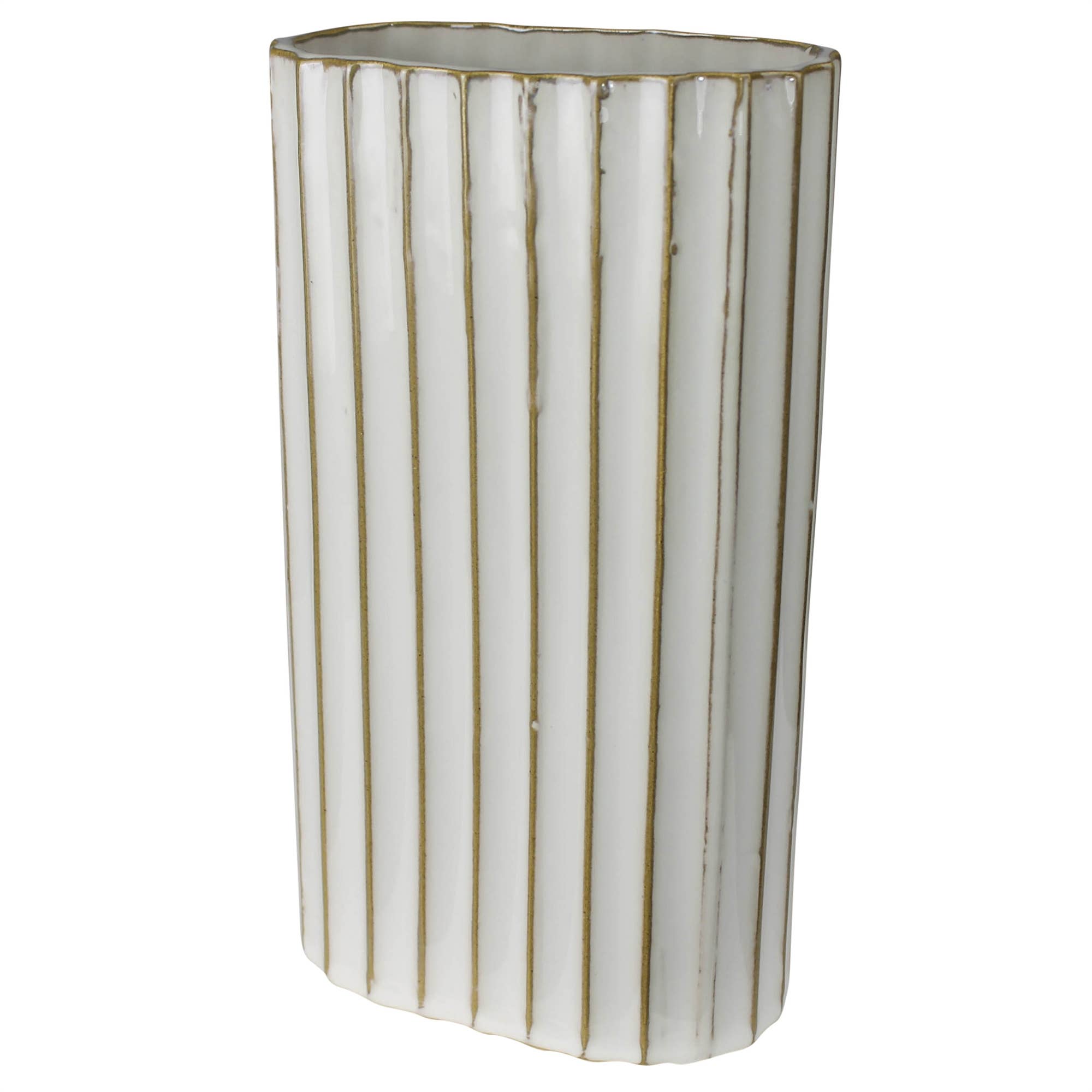 Blanc Vase côtelé Caro, céramique - Lrg en vente sur Faire1