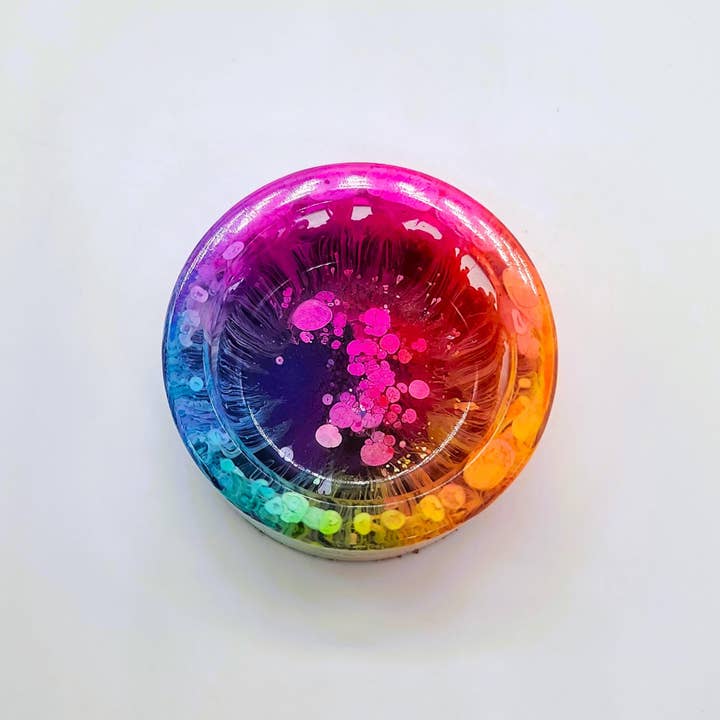 Slightly Askew Art - Wholesale Candle Holder - Eco-Friendly Epoxy Resin Rainbow Alcohol Ink Candle Holder4