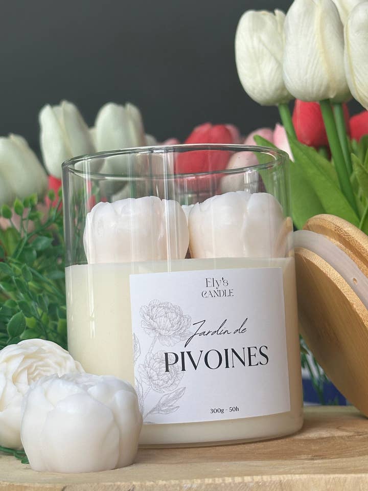Peony garden candle for wholesale by Ely's candle