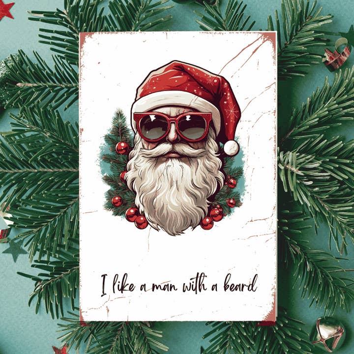 PM "I Like a Man with a Beard" Holiday Card for wholesale by Periphery Mill