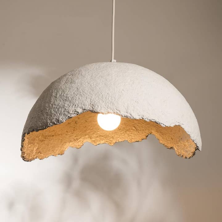 Handcrafted Ceiling Terra Mache Pendant Lamp (Off-White) for wholesale by GoGlocal