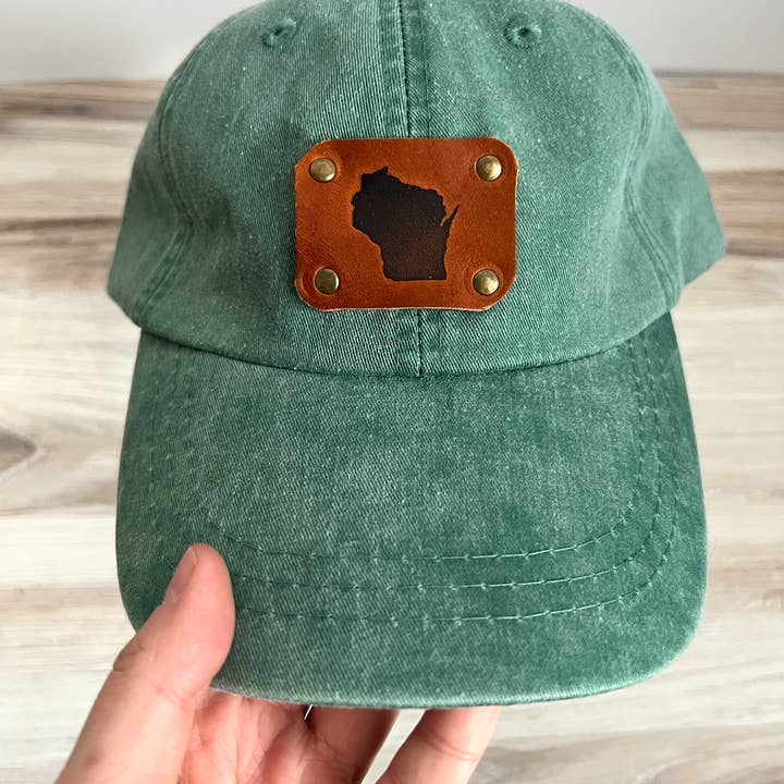 Blu Mountain Co. - Wholesale Baseball Cap - Unisex - Wisconsin Hat with Leather Patch - WI Baseball Cap