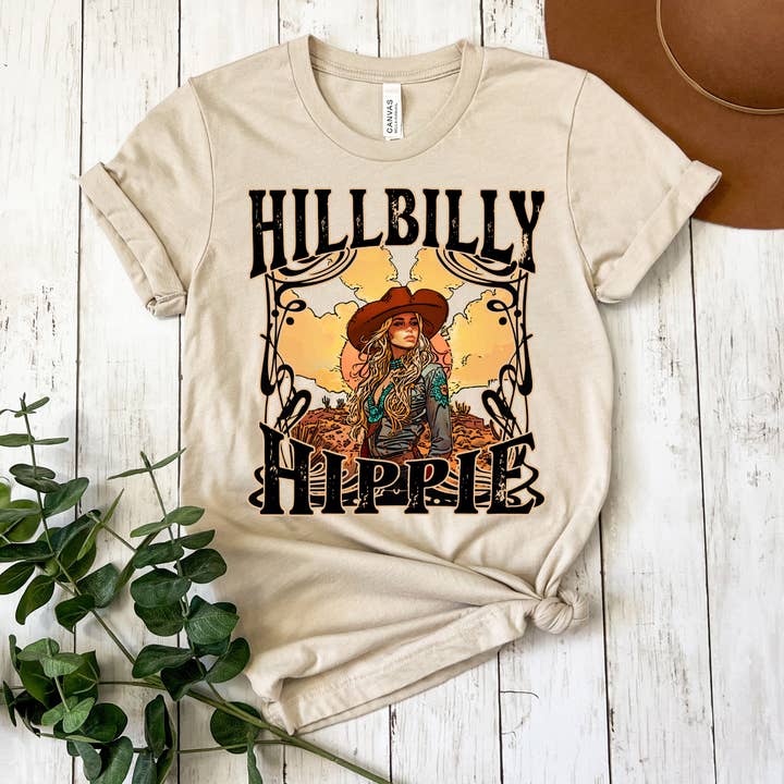 The American Honey - Wholesale Screen Printed T-Shirt - Women's - Hillbilly Hippie | Lainey | Western | Country | Tan BC Tee