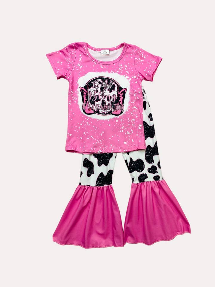 luluclothes - Wholesale Top & Leggings Set - Kids - Boots & Bling & It is a cowgirls thing pink top pant sets