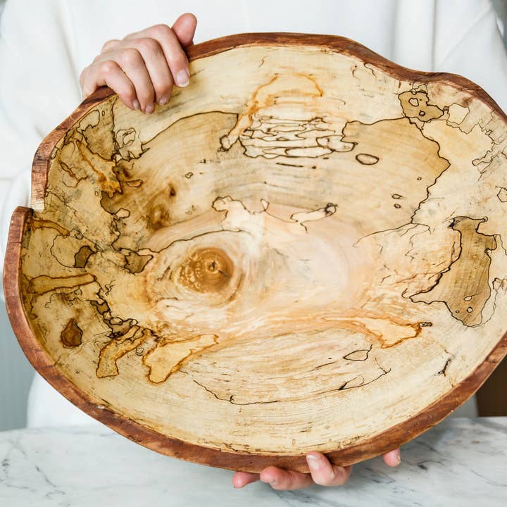 Petermans Boards and Bowls Inc. - Wholesale Serve Bowl - 15" SPALTED MAPLE OVAL BOWL