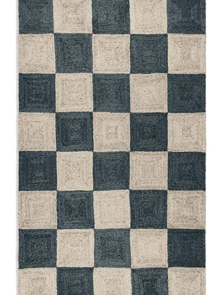 Block Rug, Navy and Sky Blue #2 for wholesale by Part and Parcel Goods