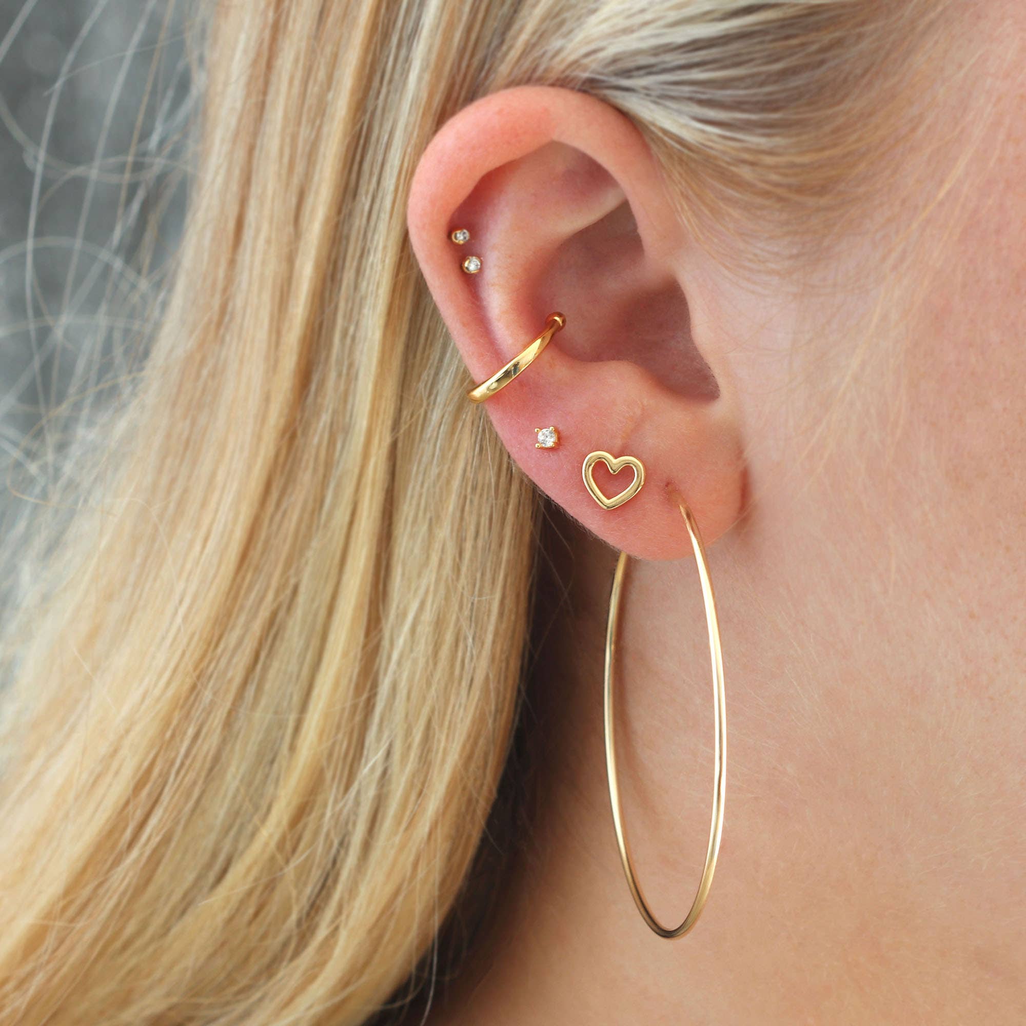 Kris Nations - Wholesale Stud/Post Earrings - Heart Outline Stud Earrings 18K Gold Vermeil | Sterling Silver Nickel Free Hypoallergenic Ships from CA1