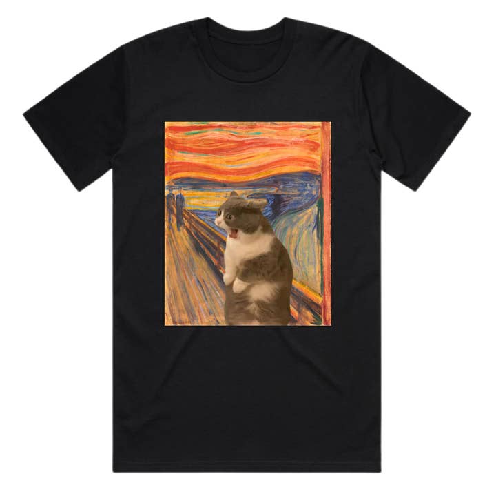 ZZZEBRAAA LIMITED - Wholesale T-Shirt (Graphic) - Unisex - The Scream Cat Meme T-Shirt Vintage Art Meme Edvard Munch1