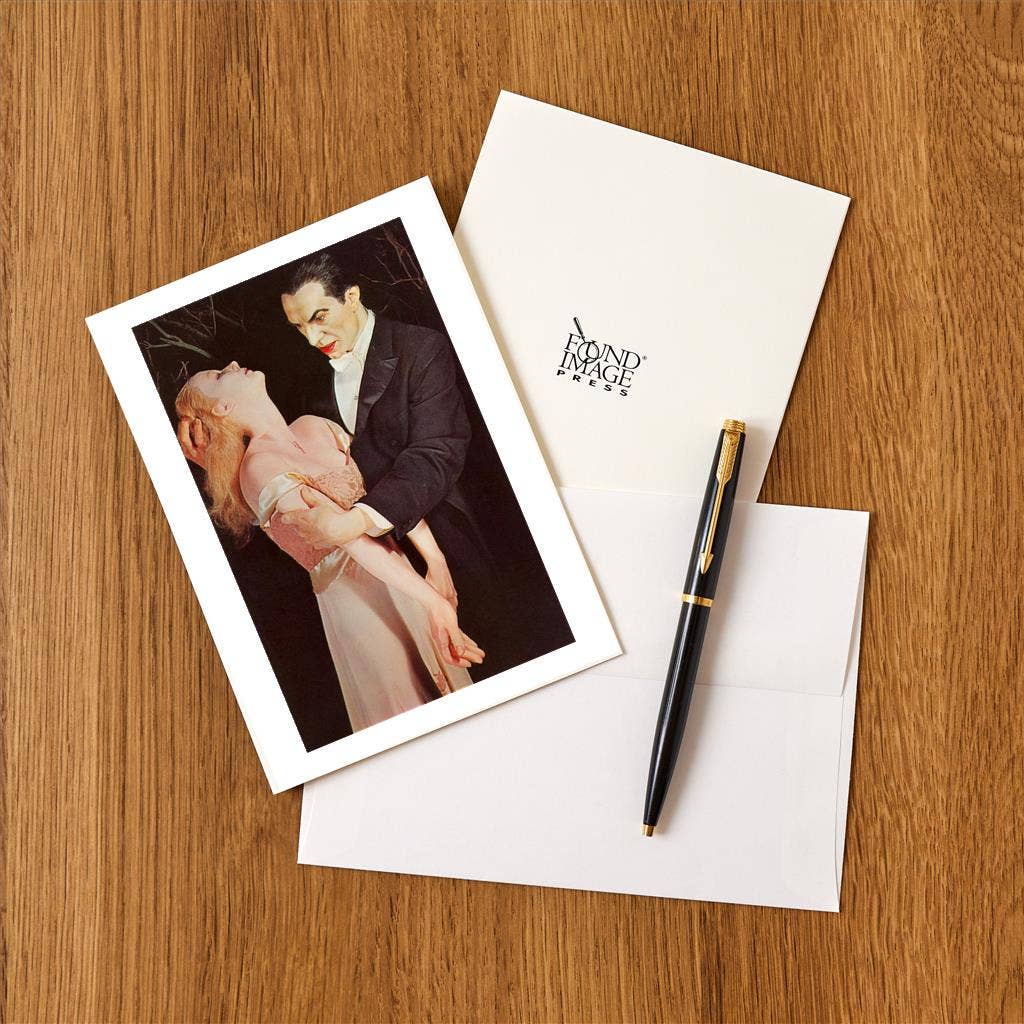 Found Image Press - Wholesale Stationery/Notecard Set - Greeting Card NP-759 Waxwork Dracula and Victim1