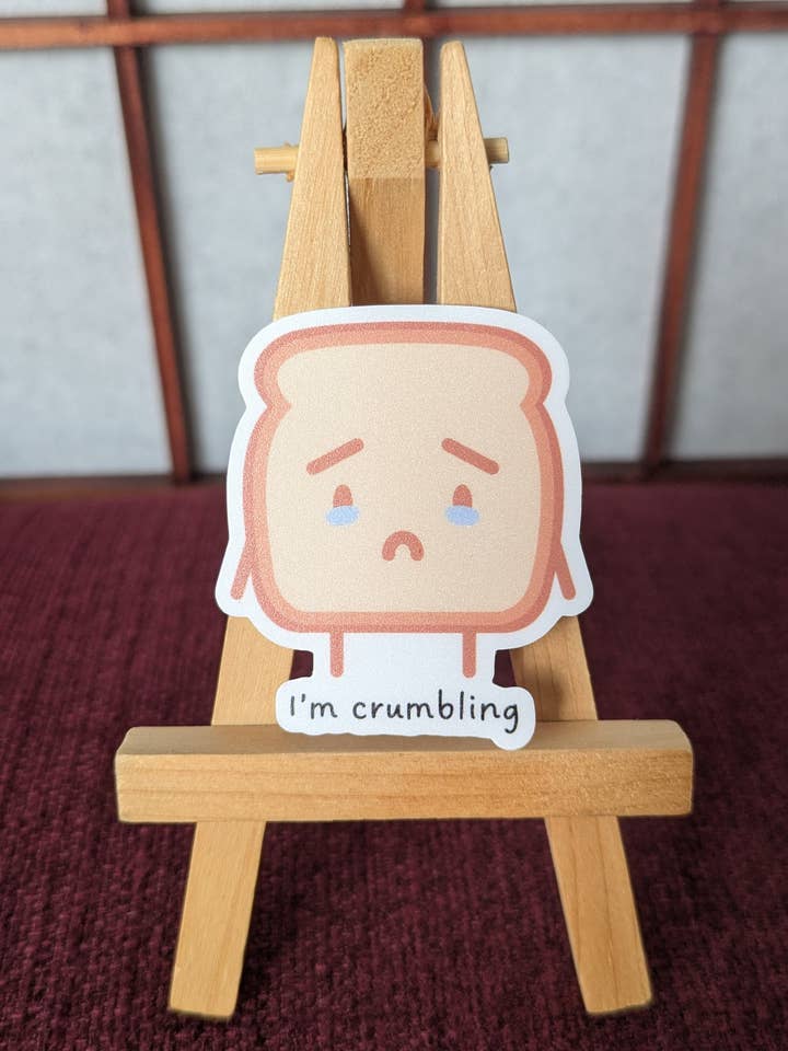 I'm crumbling sad bread pun vinil adesivo impermeável por atacado de Lia Mayu Designs