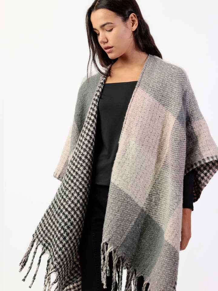Checked Poncho for wholesale by ADMAS