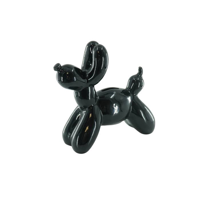 Housevitamin bv - Venta al por mayor Tarro de monedas/hucha de cerdito - Adorno - Hucha Globo Perro - Cerámica - Negro - 17x7x17cm