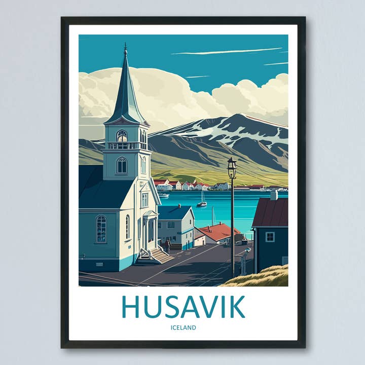 Husavik Iceland Travel Poster for wholesale by TravelzonaArt
