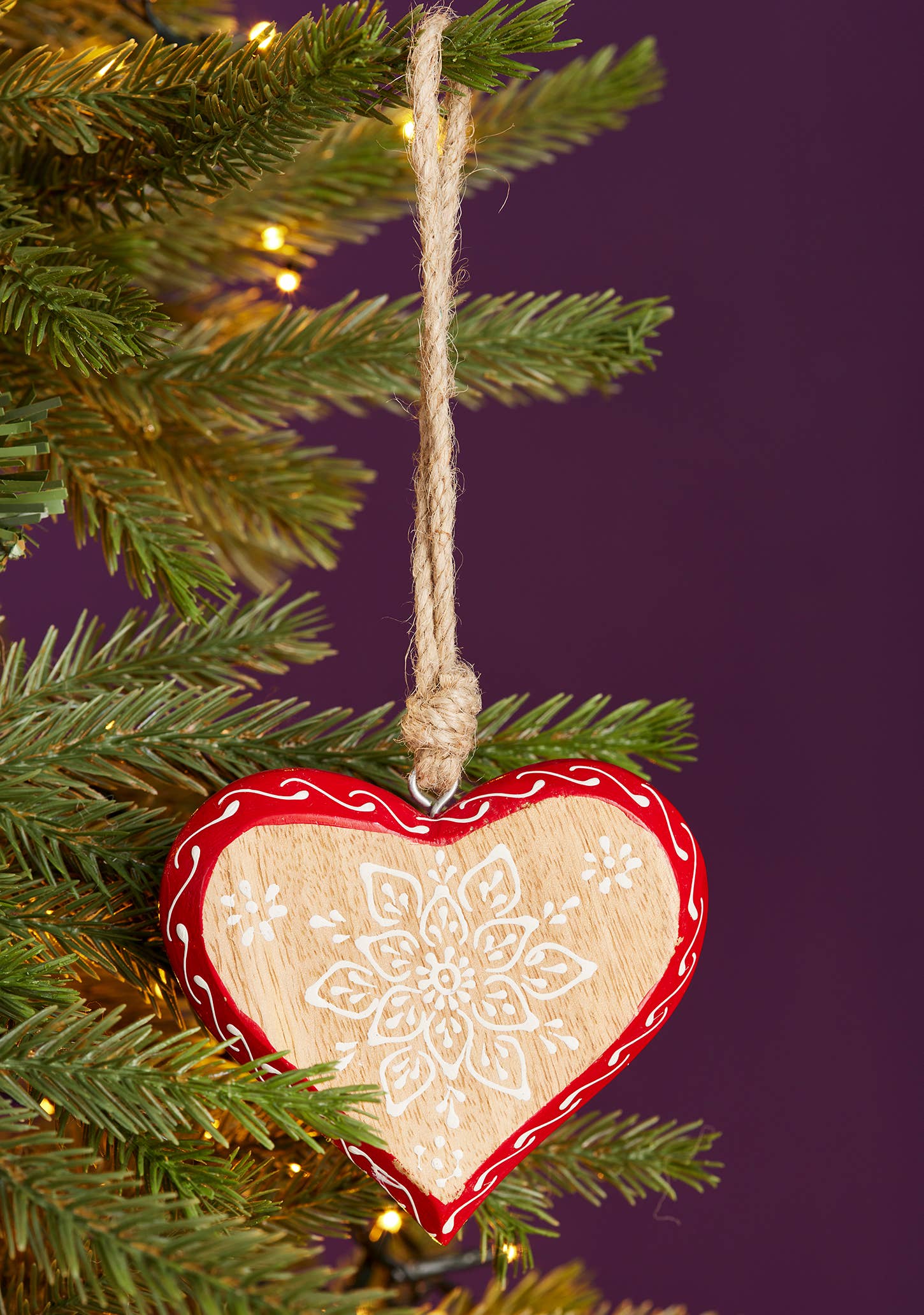 Namaste – wholesale Ornament – Hand Painted Mango Wood Heart, Small0