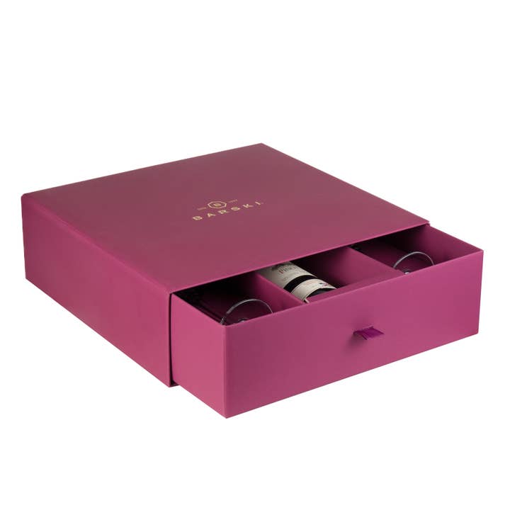 Barski - Wholesale Wine Glass - Gift Box, Wine Goblet Set of 2 with Space for Wine Bottle
