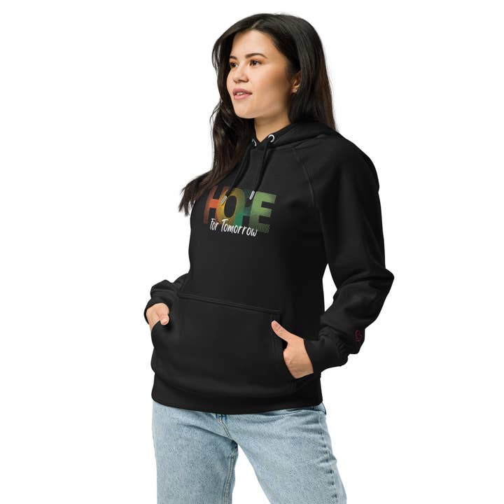 "Hope for Tomorrow" Unisex ECO raglan hoodie for wholesale by Xpresso Unicorn