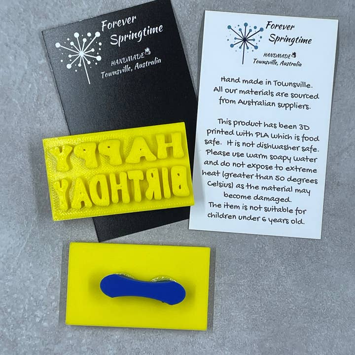 Forever Springtime - Wholesale Craft supplies - Birthday HAPPY BIRTHDAY 'A' Embosser Stamp for Fondant / Polymer Clay / Clay / Plasticine2