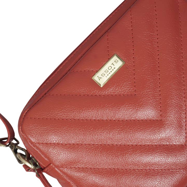 Assots London - Vendita all'ingrosso Borsa a tracolla - Donna - Borsa a tracolla di design in vera pelle morbida trapuntata rossa 'IRIS'7